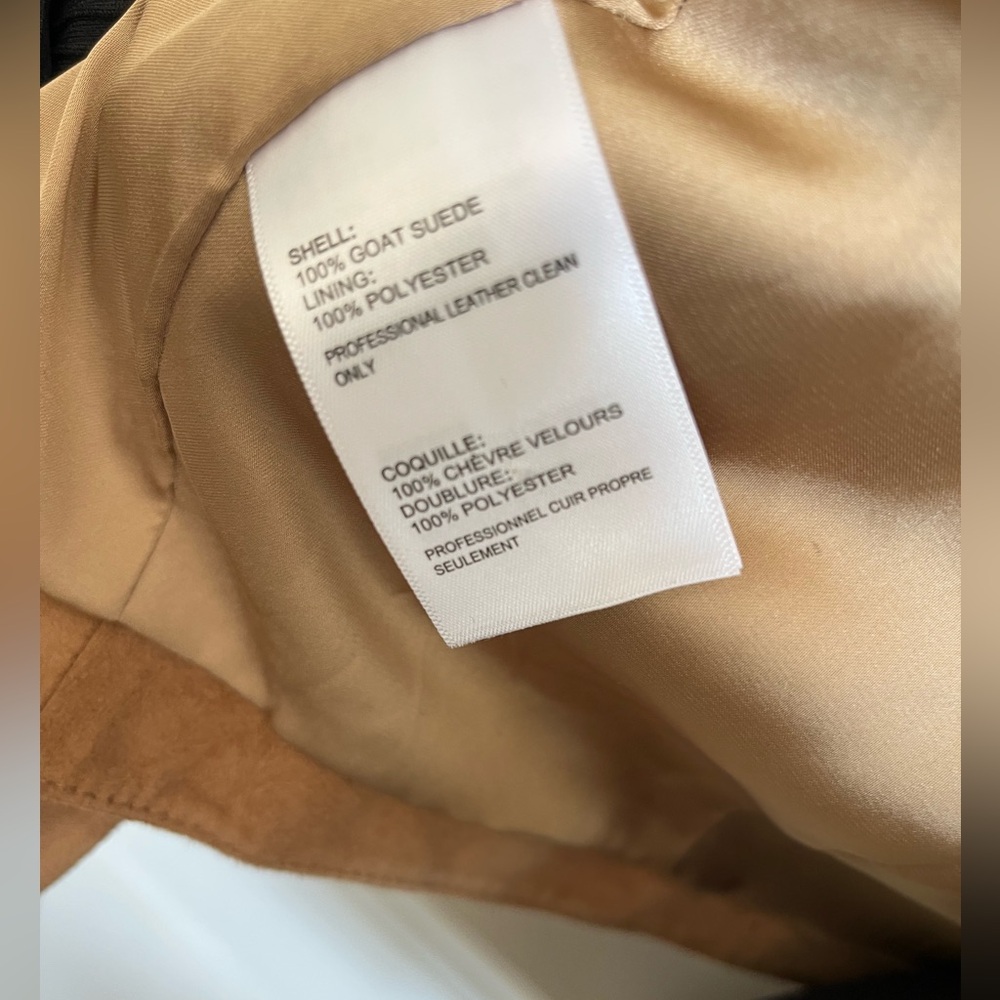 Tommy Bahama Size SM Tan Goat Suede Open Cardigan Long Cascade Jacket - Picture 9 of 9